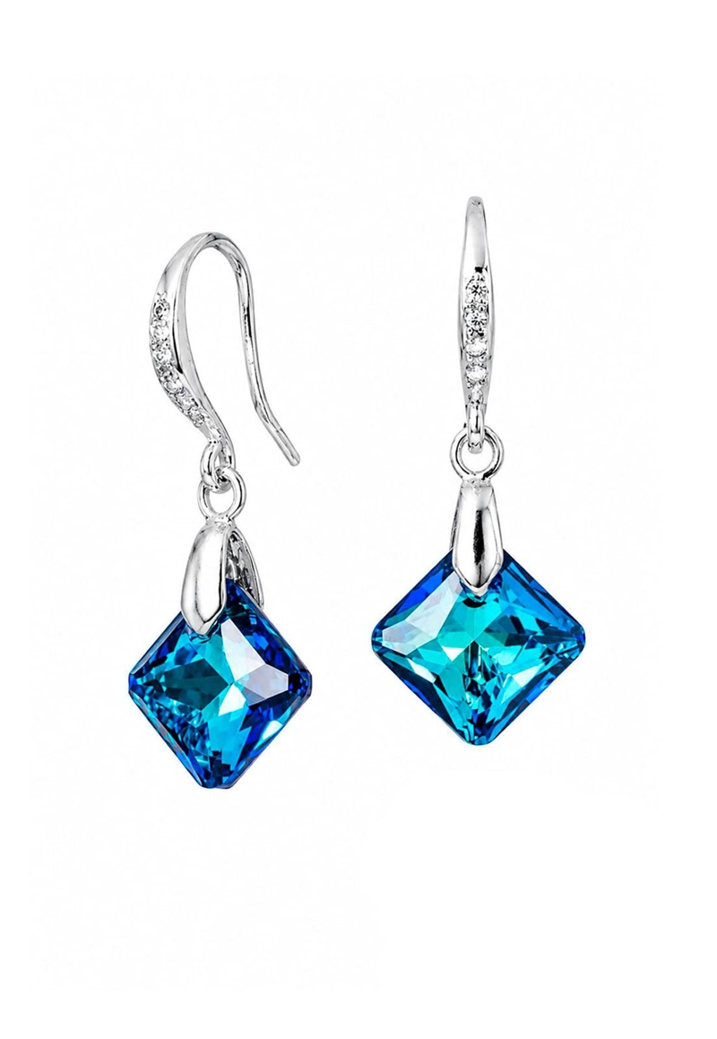 AROS CRISTINA PLATA 925 CRISTAL SWAROVSKI BERMUDA BLUE