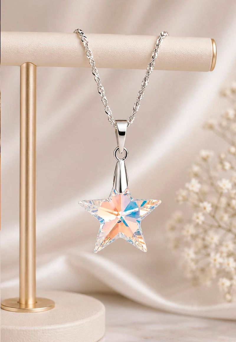 COLLAR ESTRELLA PLATA 925 CRISTAL SWAROVSKI® AURORA BOREAL - 7