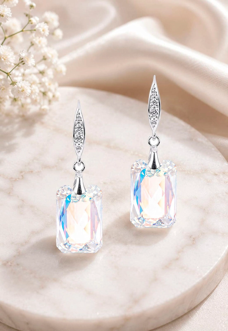AROS GRAN ESTEFANIA PLATA 925 CRISTAL SWAROVSKI® AURORA BOREAL - 4