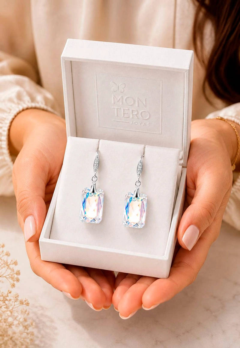 AROS GRAN ESTEFANIA PLATA 925 CRISTAL SWAROVSKI® AURORA BOREAL - 6