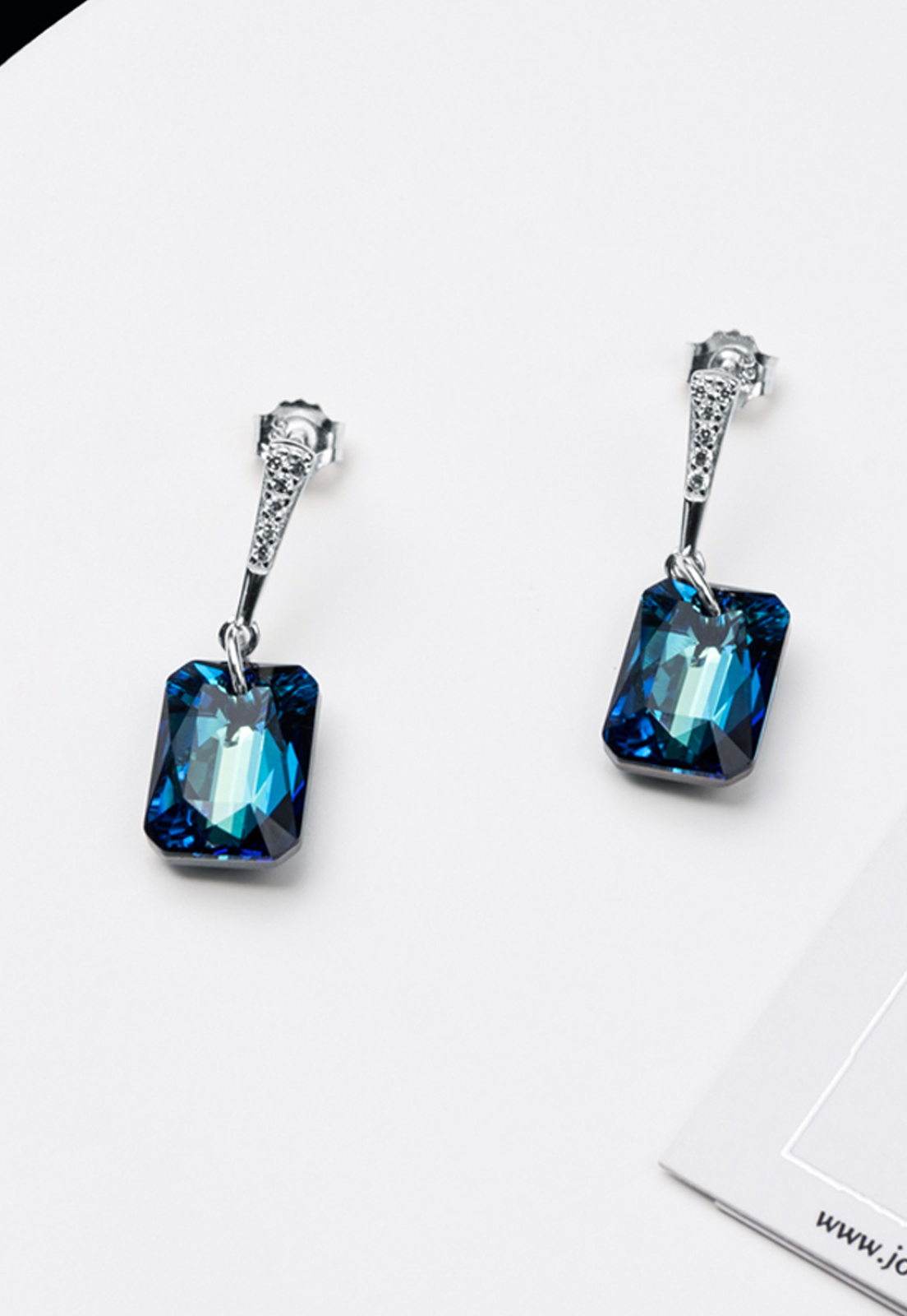 AROS ESTEFANIA PLATA ITALIANA 925 Y CRISTAL GENUINO BERMUDA BLUE JOYAS MONTERO - 2