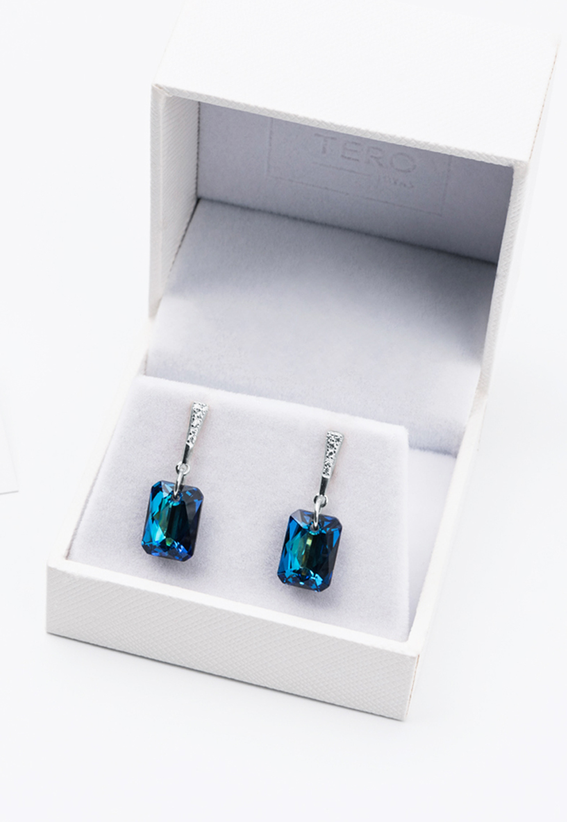 AROS ESTEFANIA PLATA ITALIANA 925 Y CRISTAL GENUINO BERMUDA BLUE JOYAS MONTERO - 3