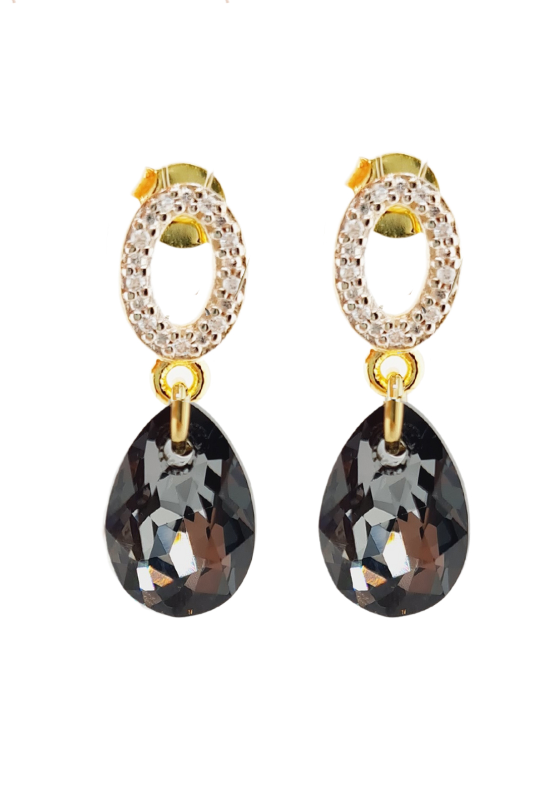AROS GOTA DE LUZ GOLD CRISTALES GENUINOS SILVER NIGHT JOYAS MONTERO - 1