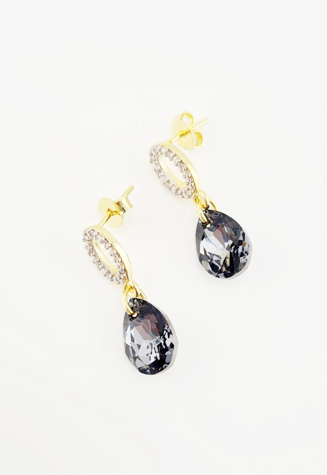 AROS GOTA DE LUZ GOLD CRISTALES GENUINOS SILVER NIGHT JOYAS MONTERO - 2