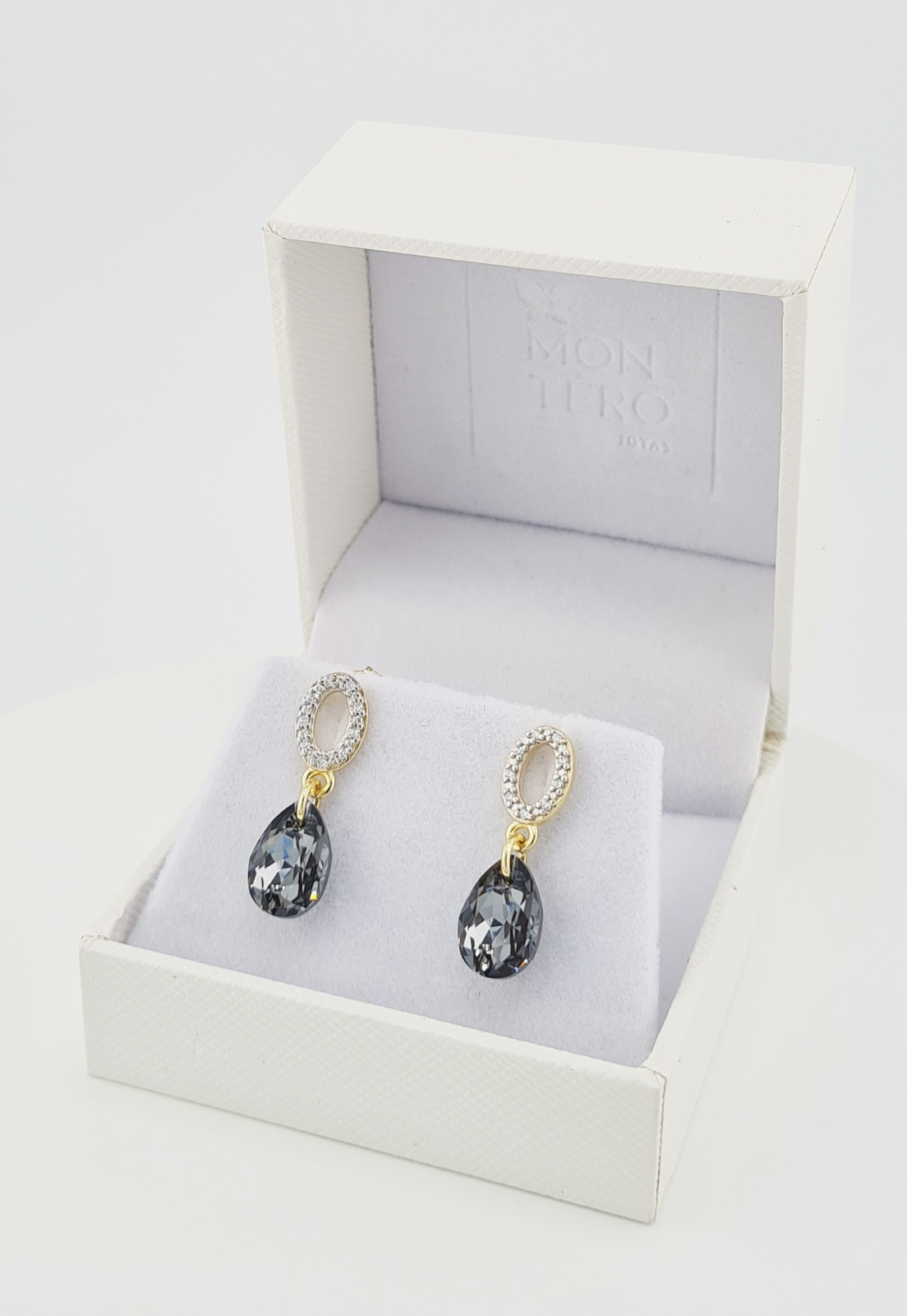 AROS GOTA DE LUZ GOLD CRISTALES GENUINOS SILVER NIGHT JOYAS MONTERO - 3