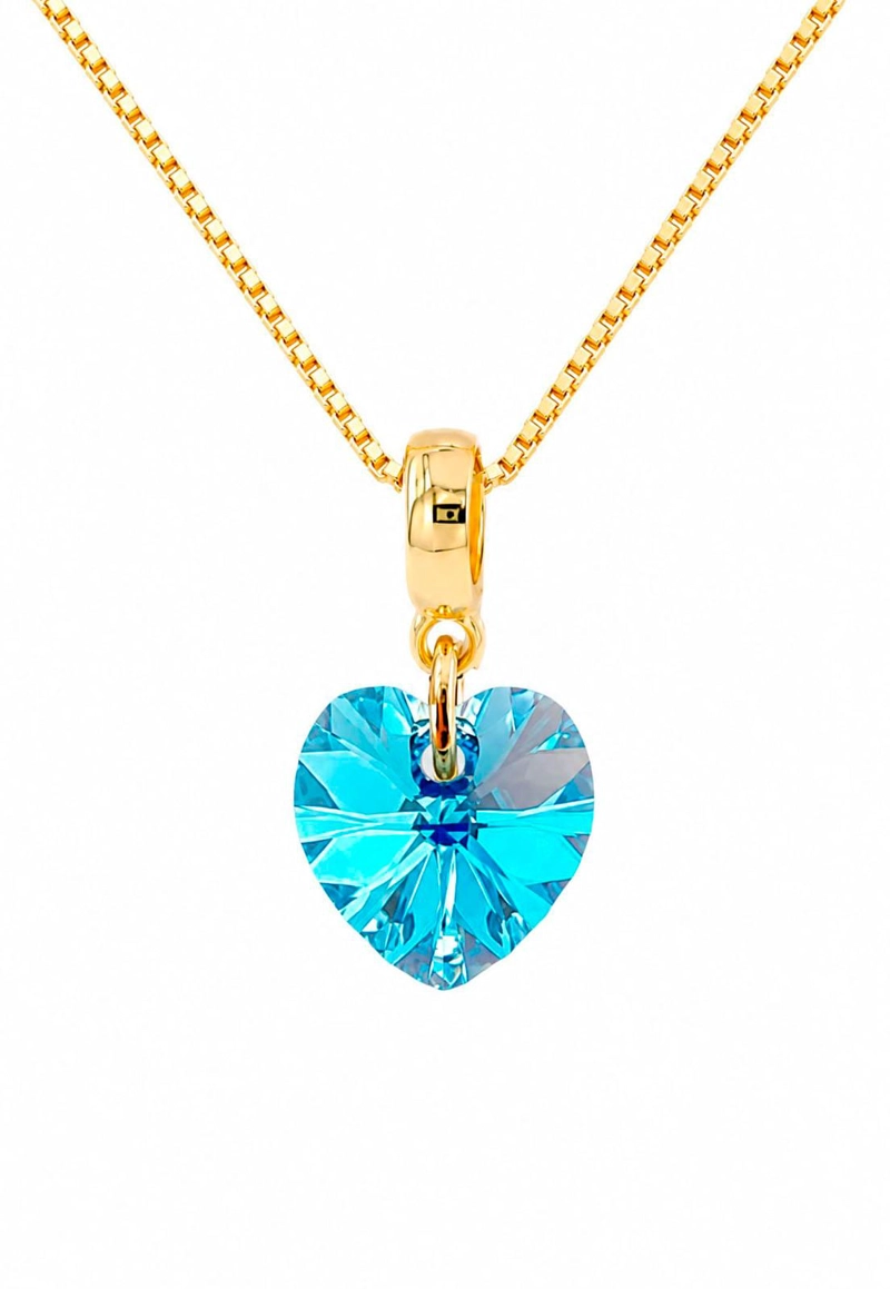 COLLAR ROMANCE GOLD 24K CRISTAL SWAROVSKI® AQUAMARINE - 1
