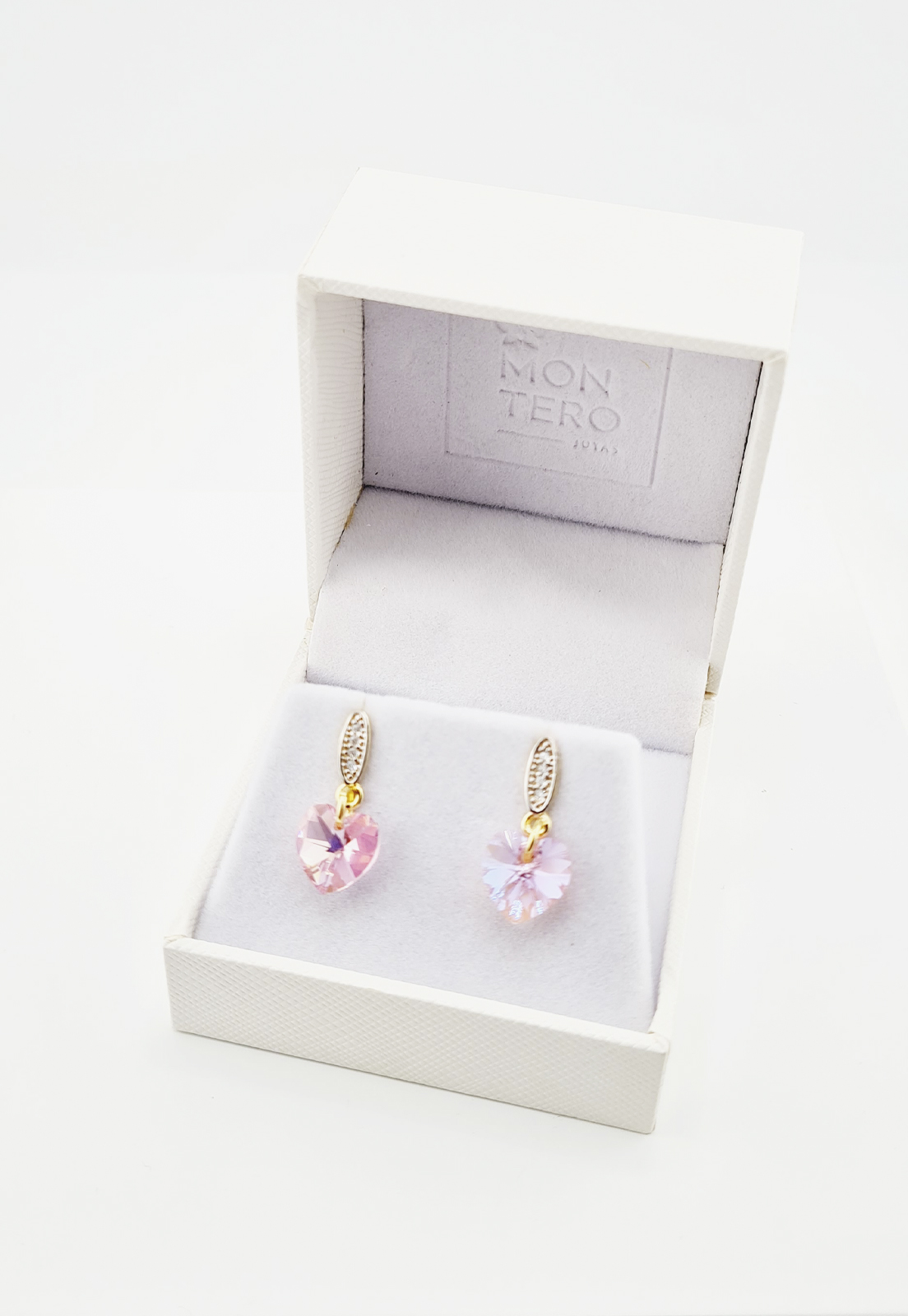 AROS ROMANCE GOLD CRISTALES GENUINOS LIGHT ROSE JOYAS MONTERO - 2