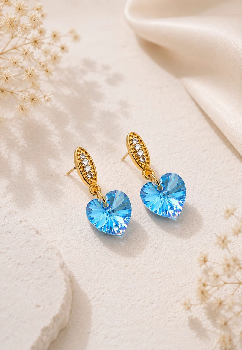 AROS ROMANCE GOLD CRISTALES SWAROVSKI® AQUAMARINE - 2