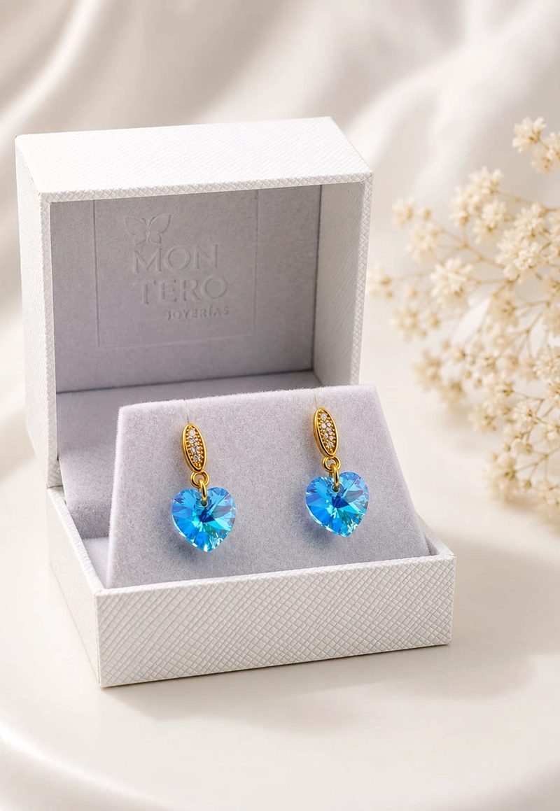 AROS ROMANCE GOLD CRISTALES SWAROVSKI® AQUAMARINE - 3