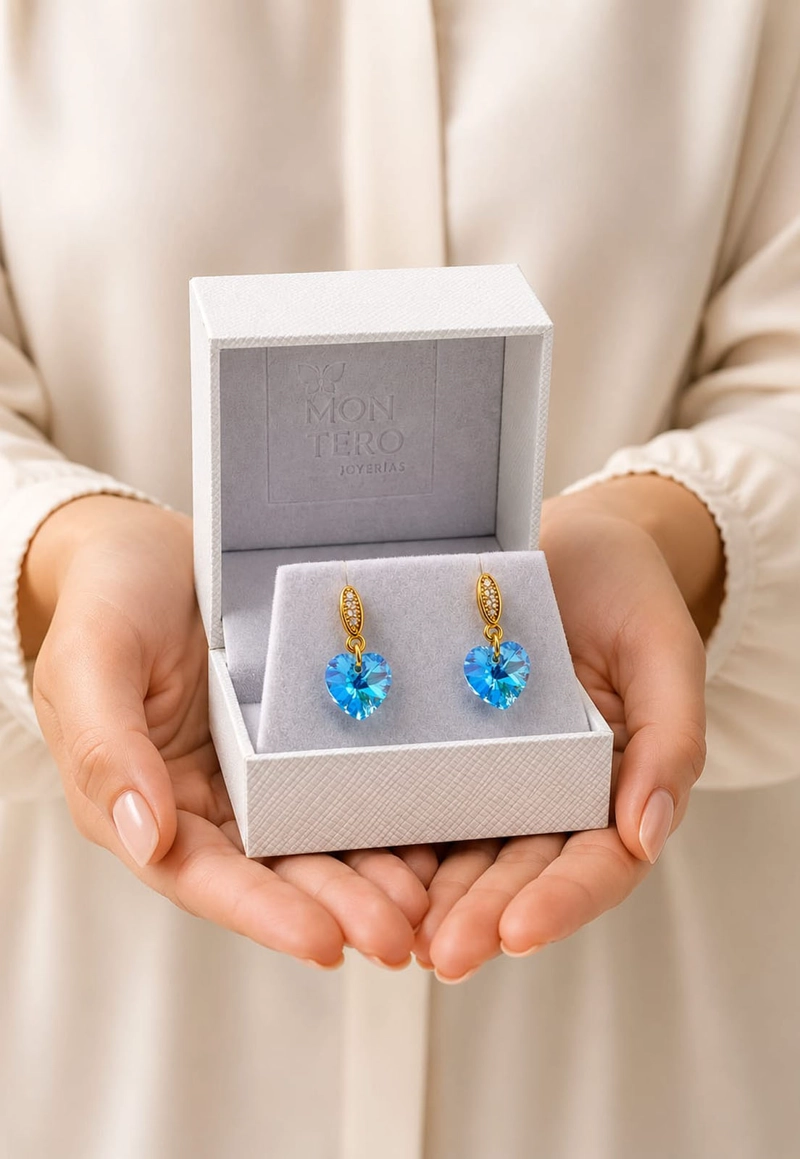 AROS ROMANCE GOLD CRISTALES SWAROVSKI® AQUAMARINE - 7