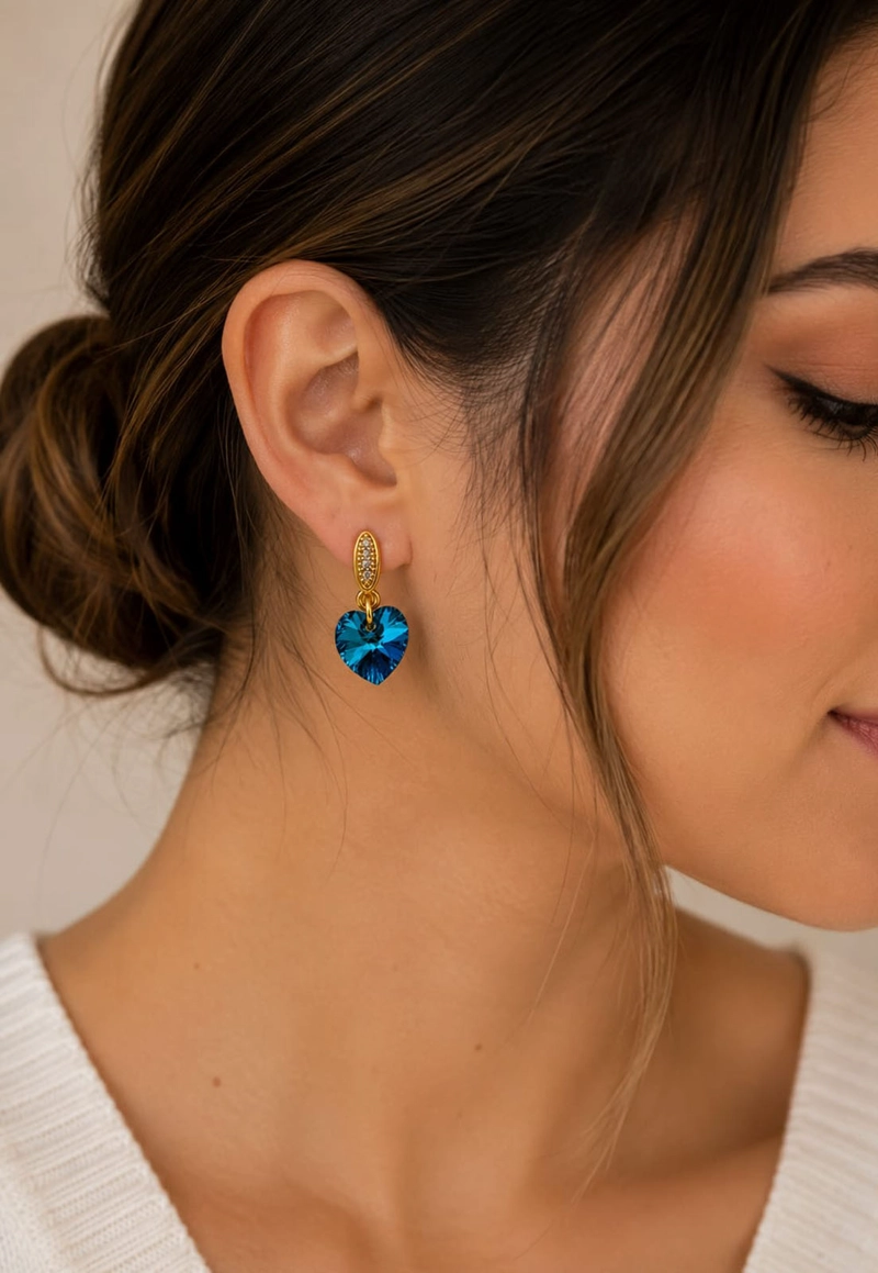 AROS ROMANCE GOLD CRISTALES SWAROVSKI® BERMUDA BLUE JOYAS MONTERO - 4