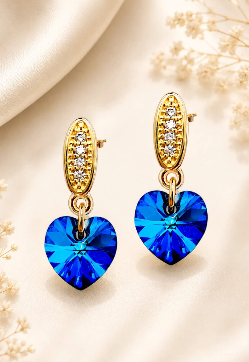 AROS ROMANCE GOLD CRISTALES SWAROVSKI® BERMUDA BLUE JOYAS MONTERO - 5
