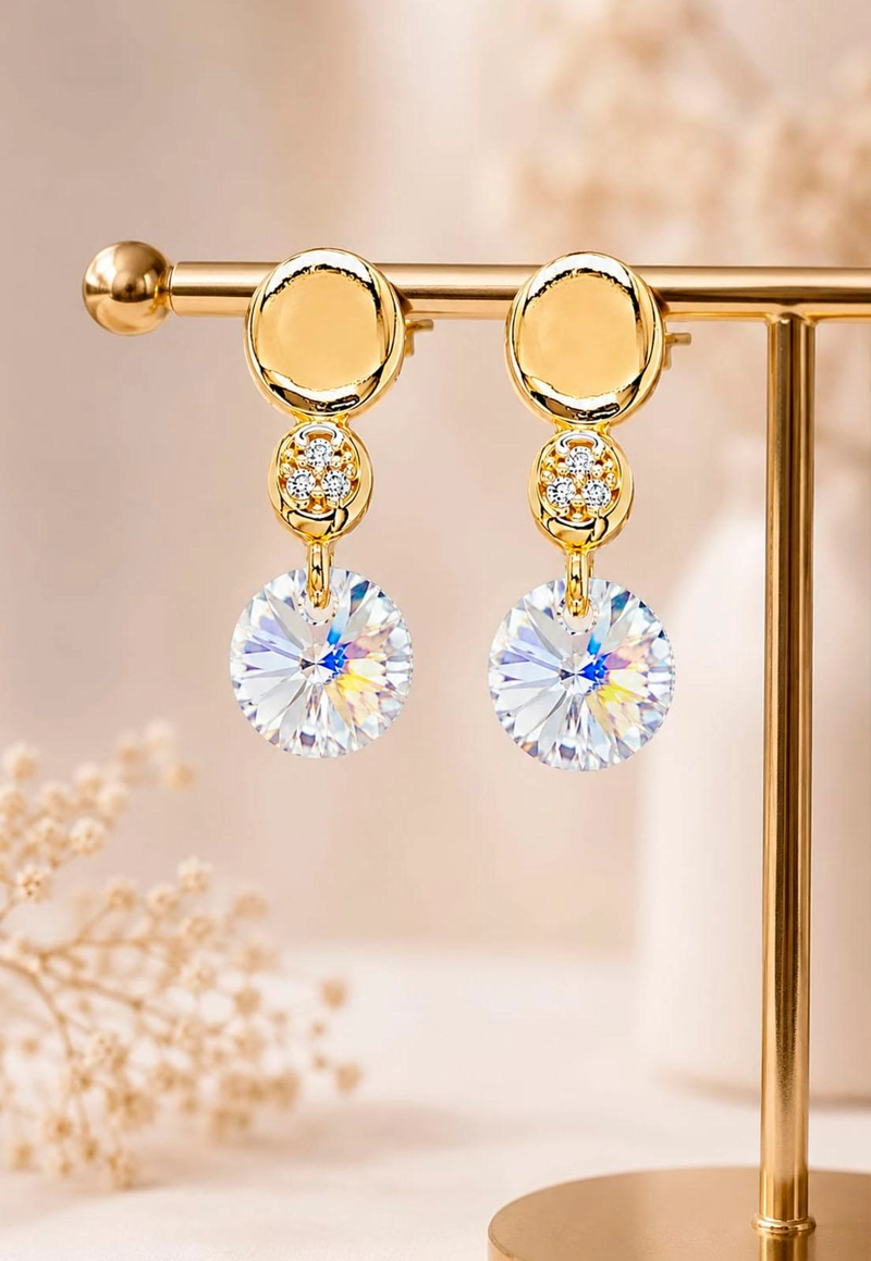 AROS PUNTO DE LUZ GOLD 24K CRISTAL SWAROVSKI® AURORA BOREAL - 3