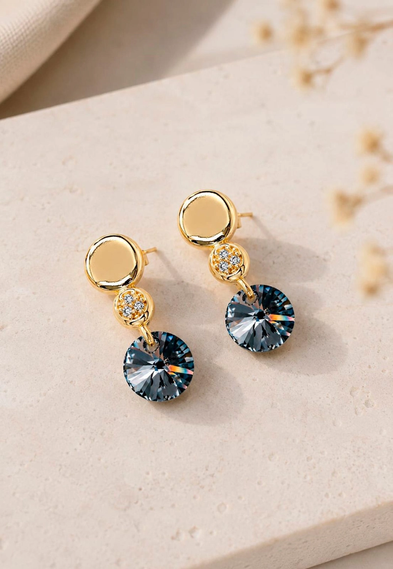 AROS PUNTO DE LUZ GOLD 24K CRISTAL SWAROVSKI® SILVER NIGHT - 2
