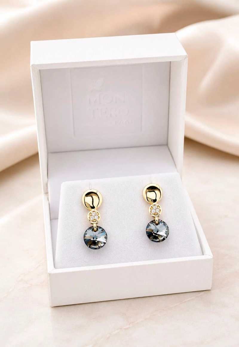 AROS PUNTO DE LUZ GOLD 24K CRISTAL SWAROVSKI® SILVER NIGHT - 3