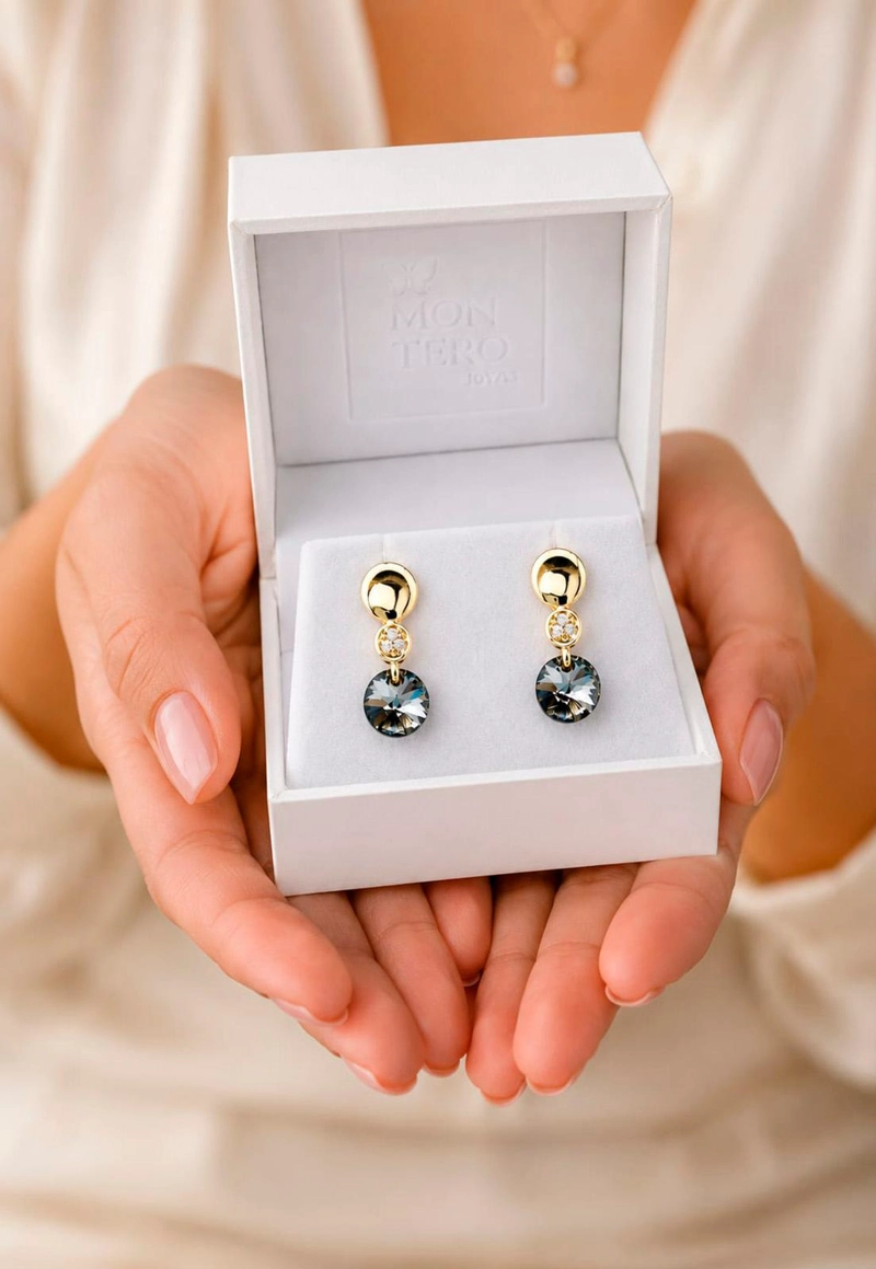 AROS PUNTO DE LUZ GOLD 24K CRISTAL SWAROVSKI® SILVER NIGHT - 4