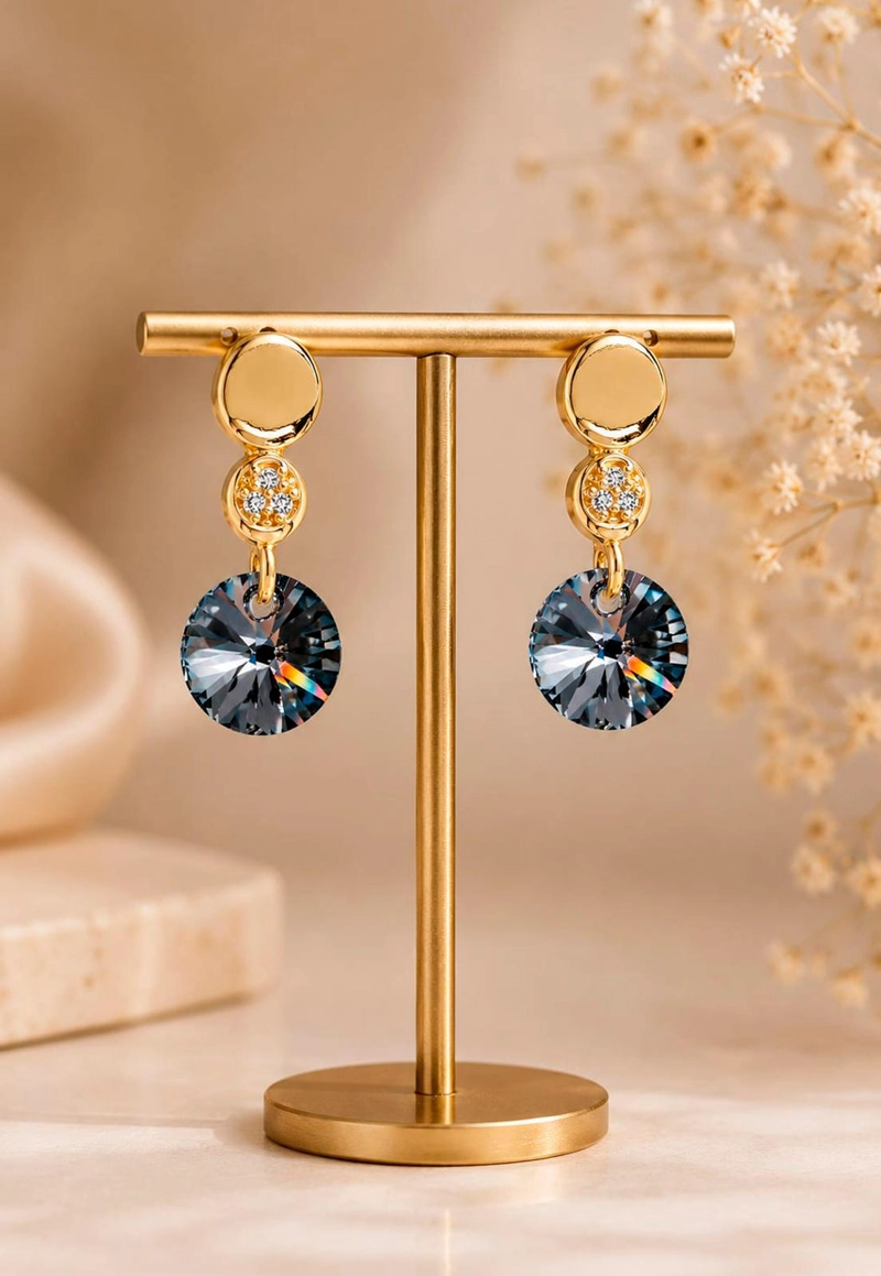 AROS PUNTO DE LUZ GOLD 24K CRISTAL SWAROVSKI® SILVER NIGHT - 6