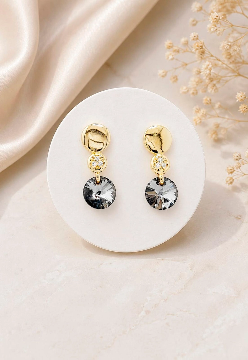 AROS PUNTO DE LUZ GOLD 24K CRISTAL SWAROVSKI® SILVER NIGHT - 7