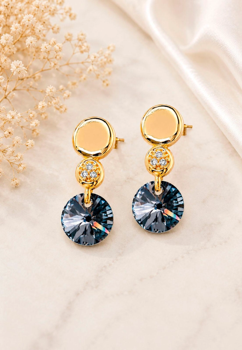 AROS PUNTO DE LUZ GOLD 24K CRISTAL SWAROVSKI® SILVER NIGHT - 8