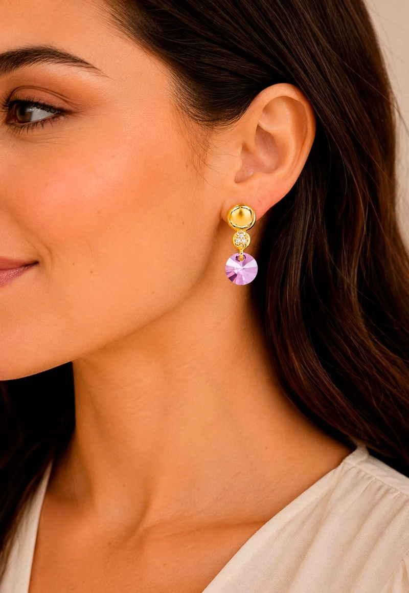 AROS PUNTO DE LUZ GOLD 24K CRISTAL SWAROVSKI® ANTIQUE PINK - 8