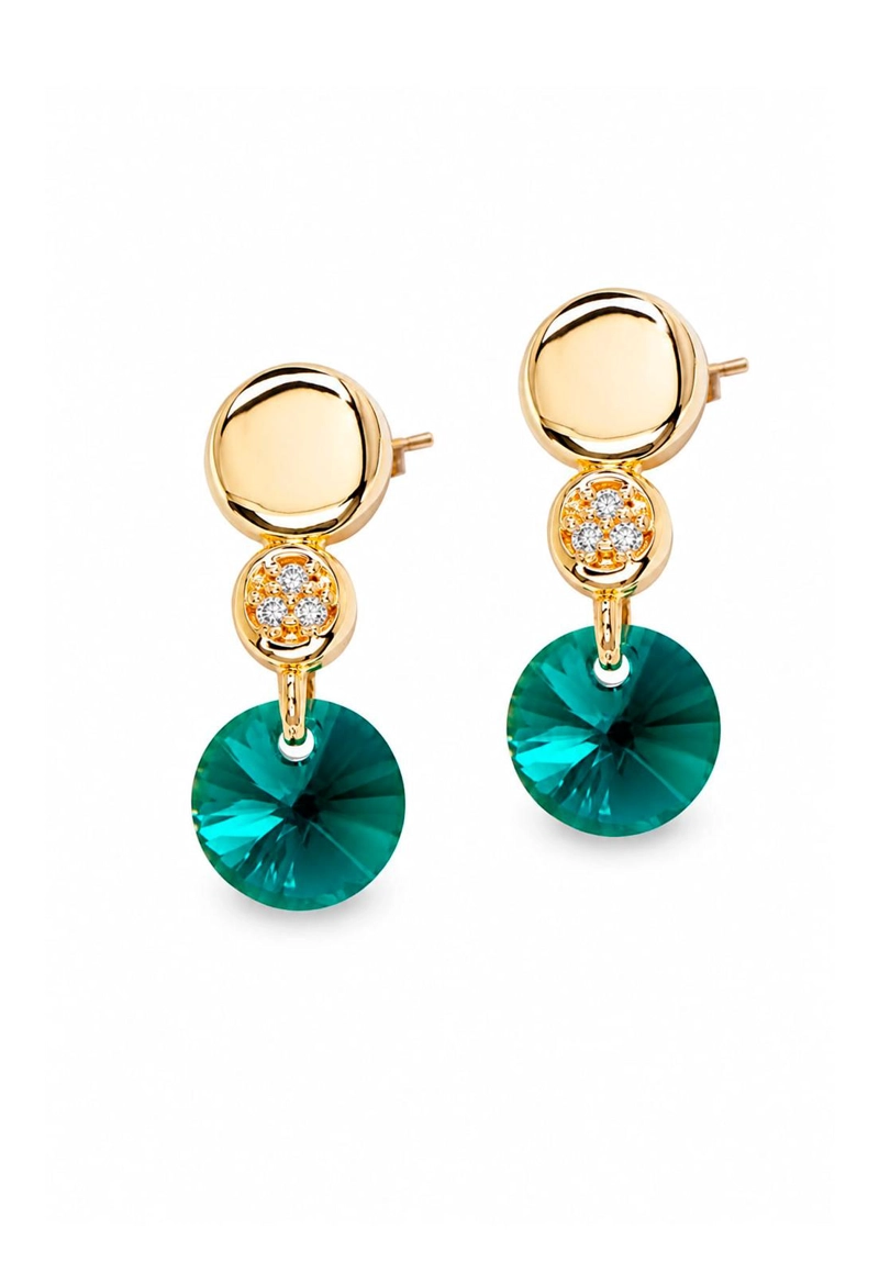 AROS PUNTO DE LUZ GOLD 24K CRISTAL SWAROVSKI® EMERALD - 1