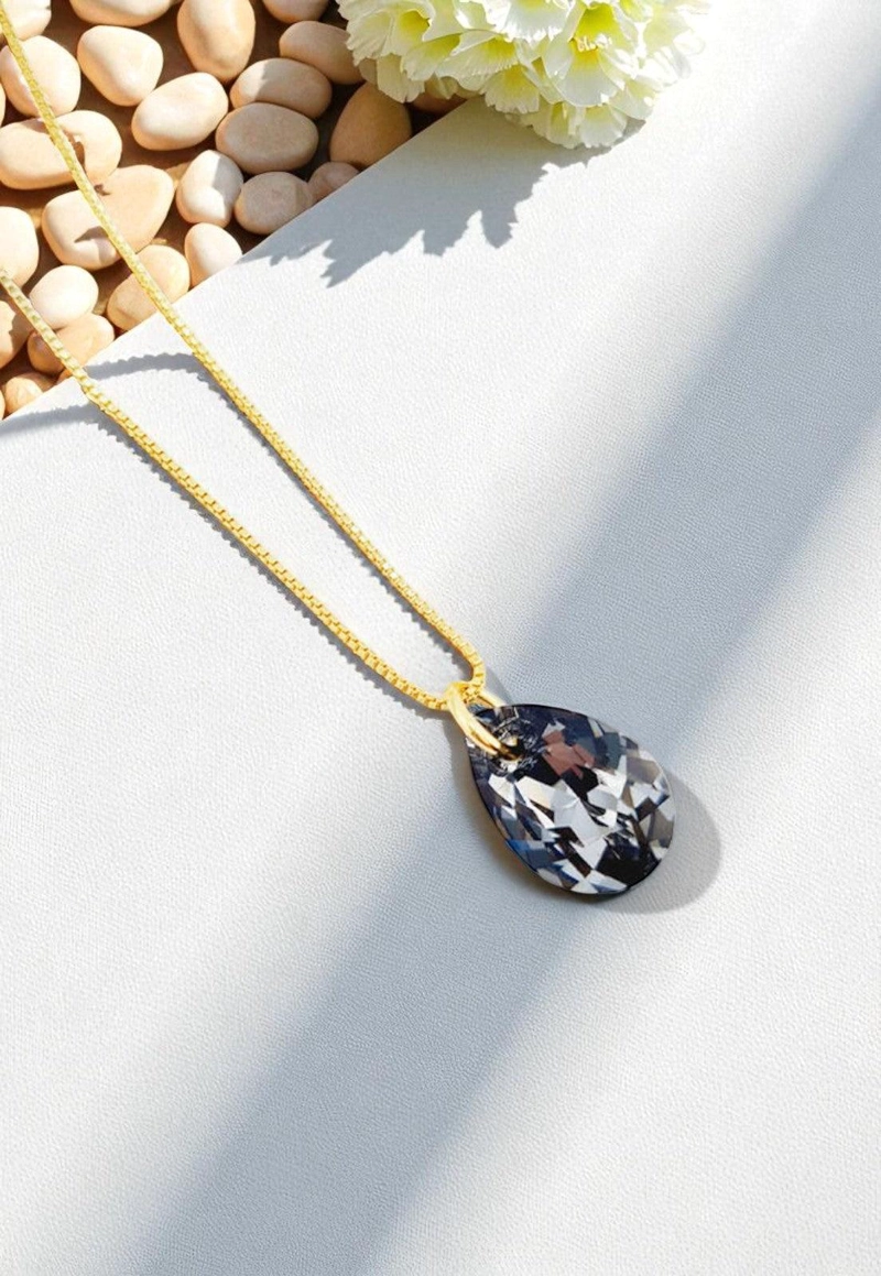 COLLAR GOTA DE LUZ GOLD 24K CREADO CON CRISTALES DE SWAROVSKI® SILVER NIGHT - 4