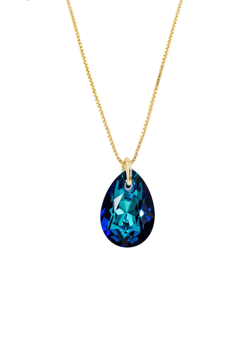 COLLAR GOTA DE LUZ GOLD 24KCRISTAL SWAROVSKI® BERMUDA BLUE - 1