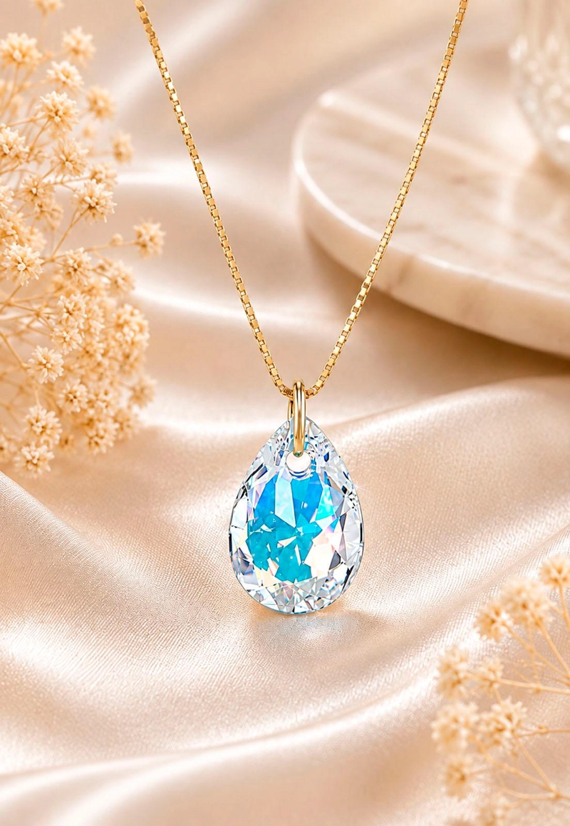COLLAR GOTA DE LUZ GOLD 24K CRISTAL SWAROVSKI® AURORA BOREAL - 7