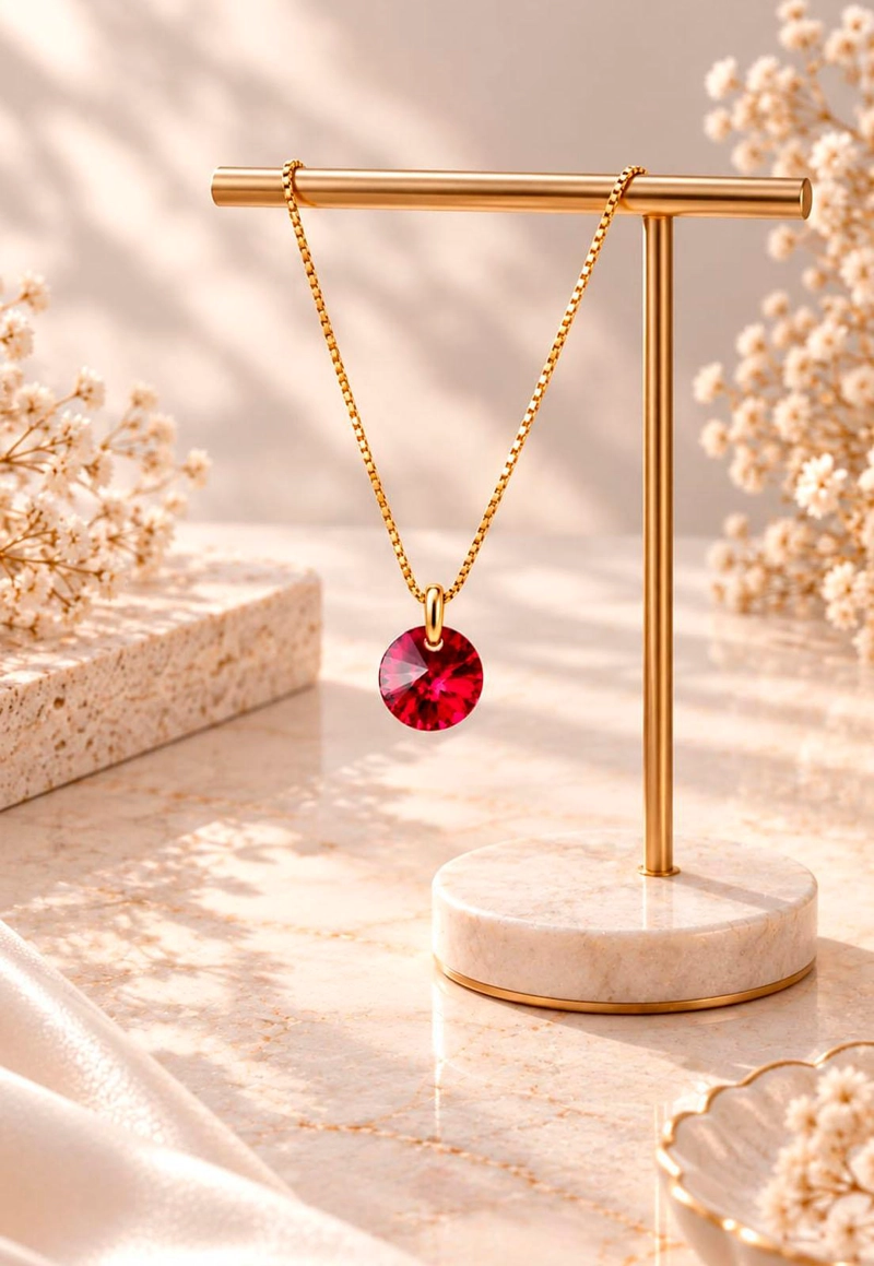 COLLAR PUNTO DE LUZ GOLD 24K CRISTAL SWAROVSKI® SCARLET - 2
