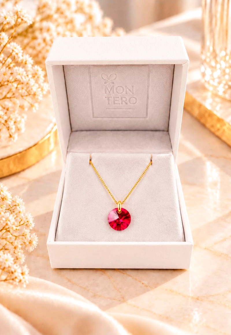 COLLAR PUNTO DE LUZ GOLD 24K CRISTAL SWAROVSKI® SCARLET - 3