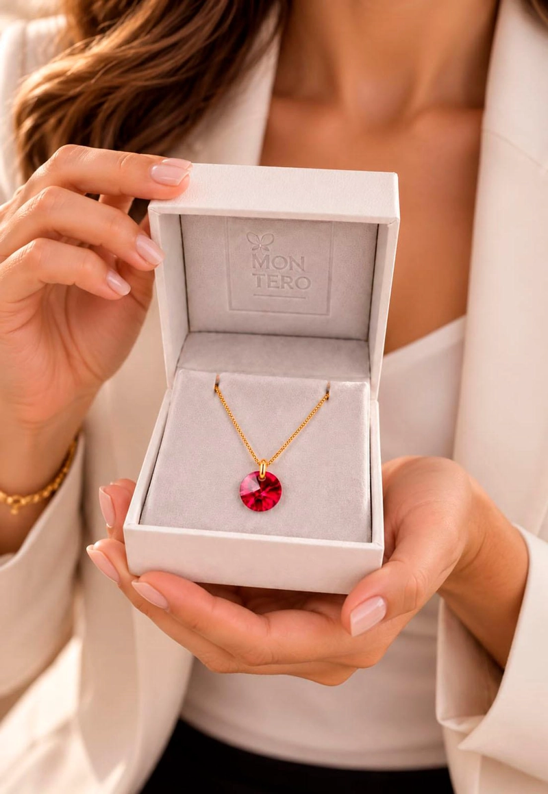 COLLAR PUNTO DE LUZ GOLD 24K CRISTAL SWAROVSKI® SCARLET - 5