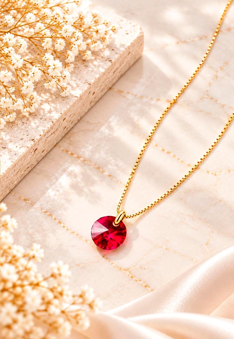 COLLAR PUNTO DE LUZ GOLD 24K CRISTAL SWAROVSKI® SCARLET - 6