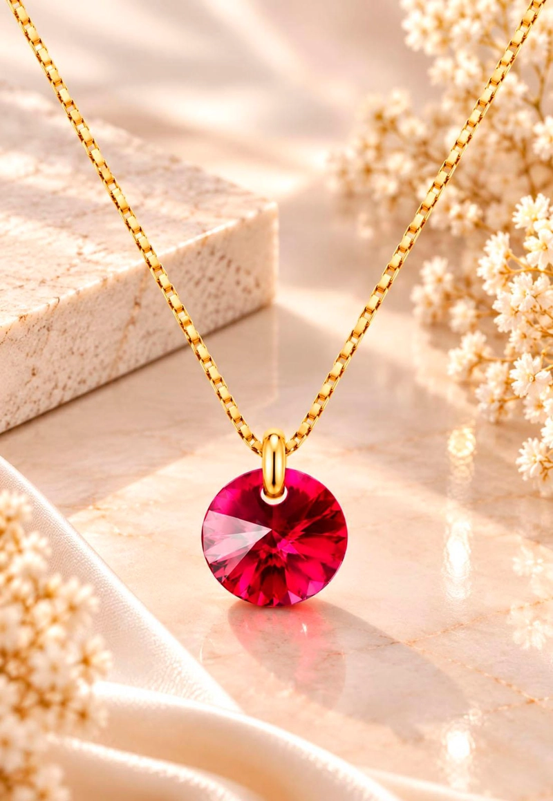 COLLAR PUNTO DE LUZ GOLD 24K CRISTAL SWAROVSKI® SCARLET - 7