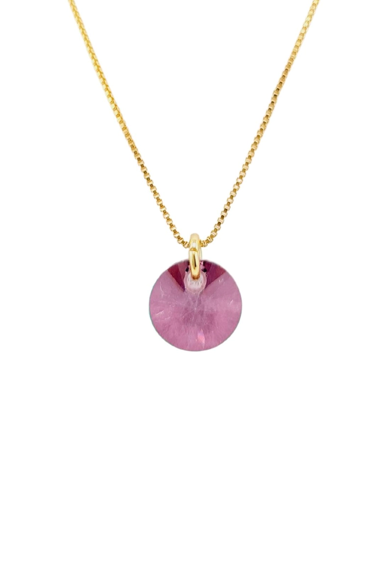 COLLAR PUNTO DE LUZ GOLD 24K CREADO CON CRISTALES DE SWAROVSKI® ANTIQUE PINK - 1