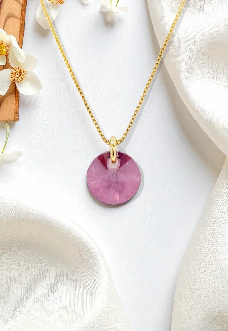 COLLAR PUNTO DE LUZ GOLD 24K CREADO CON CRISTALES DE SWAROVSKI® ANTIQUE PINK - 2