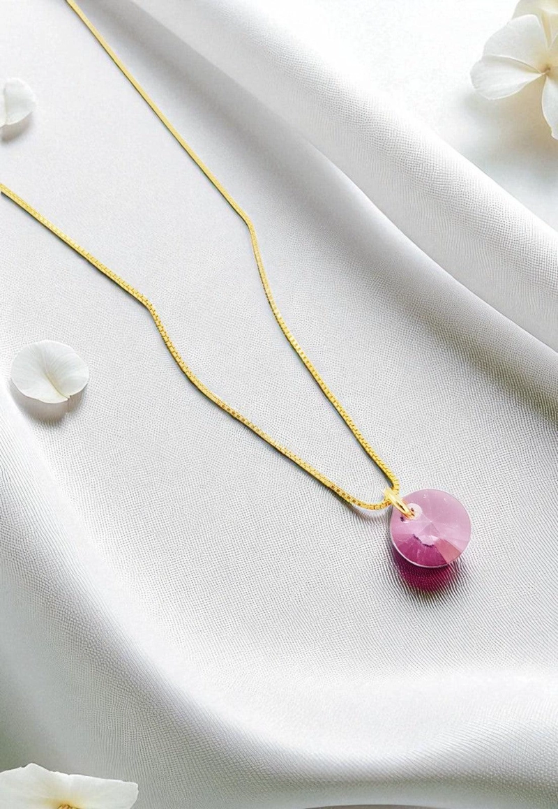 COLLAR PUNTO DE LUZ GOLD 24K CREADO CON CRISTALES DE SWAROVSKI® ANTIQUE PINK - 3
