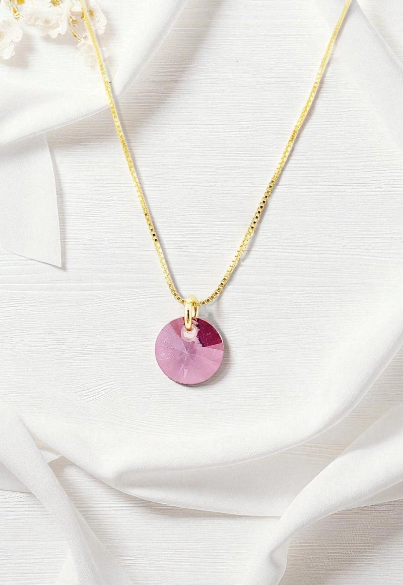 COLLAR PUNTO DE LUZ GOLD 24K CREADO CON CRISTALES DE SWAROVSKI® ANTIQUE PINK - 5