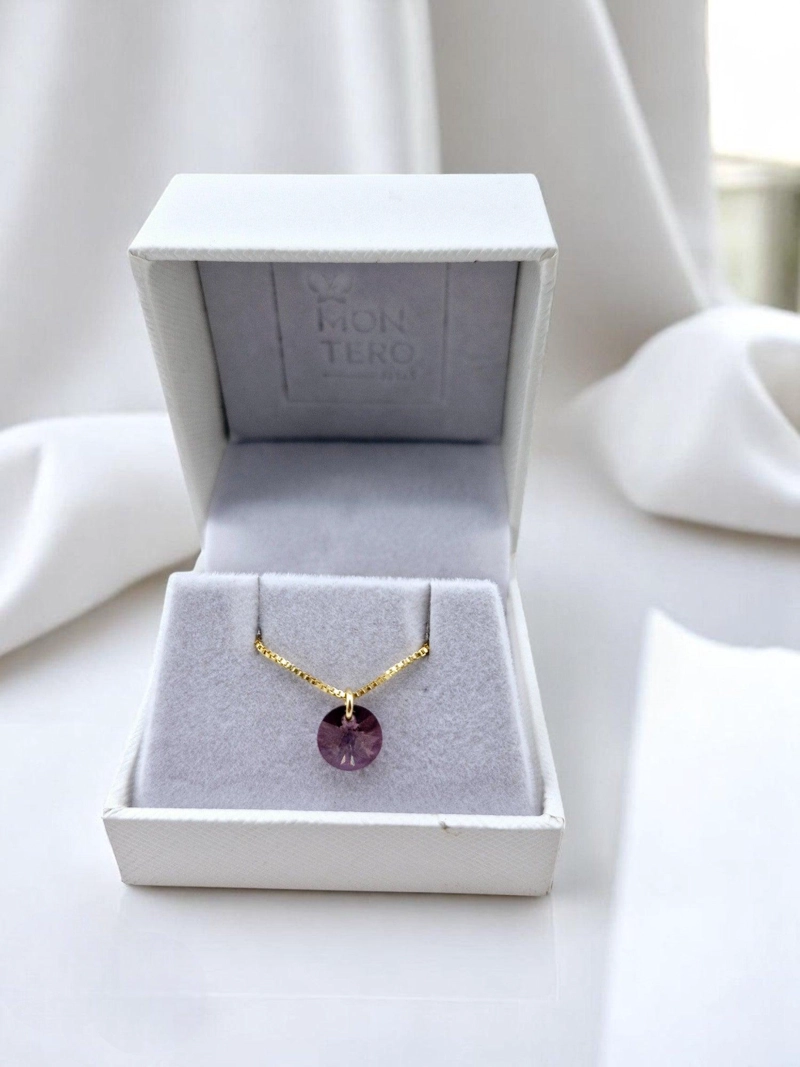 COLLAR PUNTO DE LUZ GOLD 24K CREADO CON CRISTALES DE SWAROVSKI® ANTIQUE PINK - 6