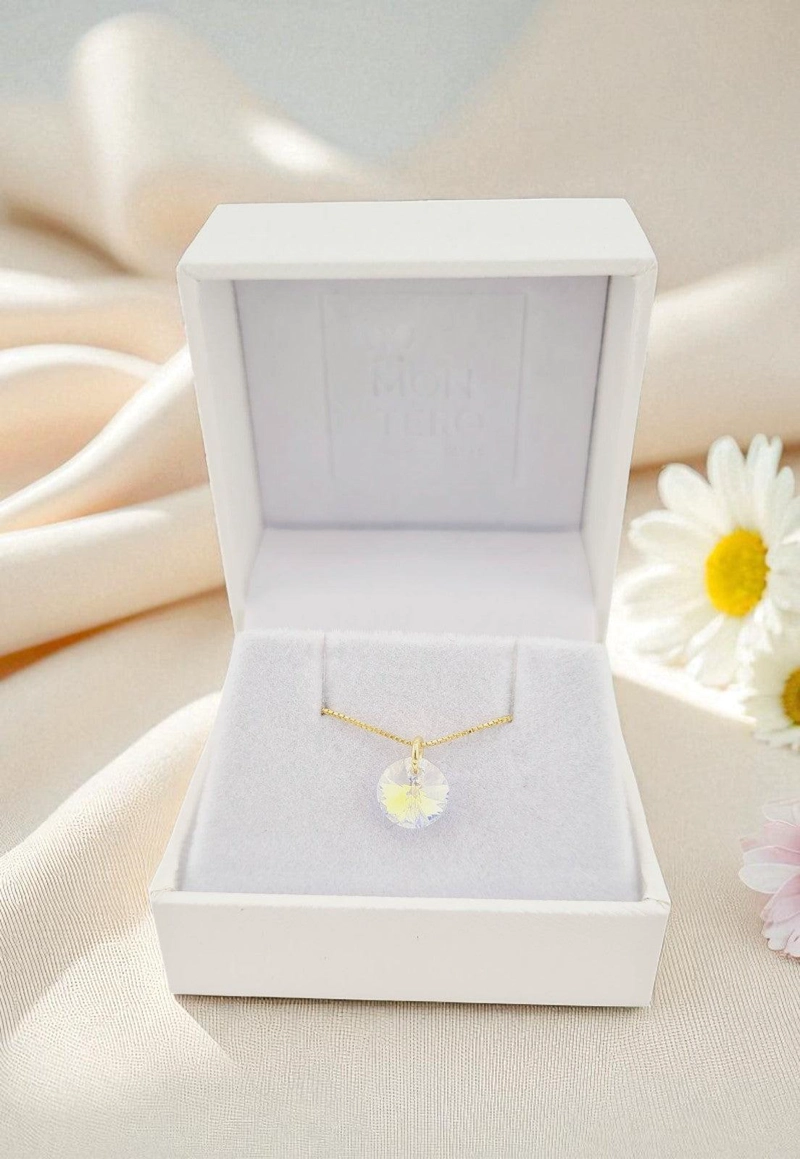 COLLAR PUNTO DE LUZ GOLD 24K CREADO CON CRISTALES DE SWAROVSKI® AURORA BOREAL - 3