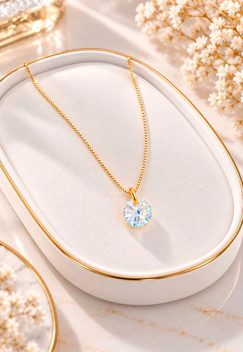 COLLAR PUNTO DE LUZ GOLD 24K CRISTAL SWAROVSKI® AURORA BOREAL - 8