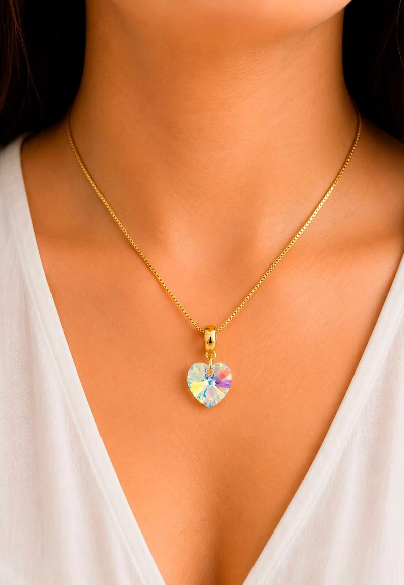 COLLAR ROMANCE GOLD 24K CRISTAL SWAROVSKI® AURORA BOREAL - 7
