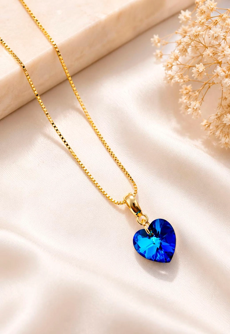 COLLAR ROMANCE GOLD 24K CRISTAL SWAROVSKI® BERMUDA BLUE - 3