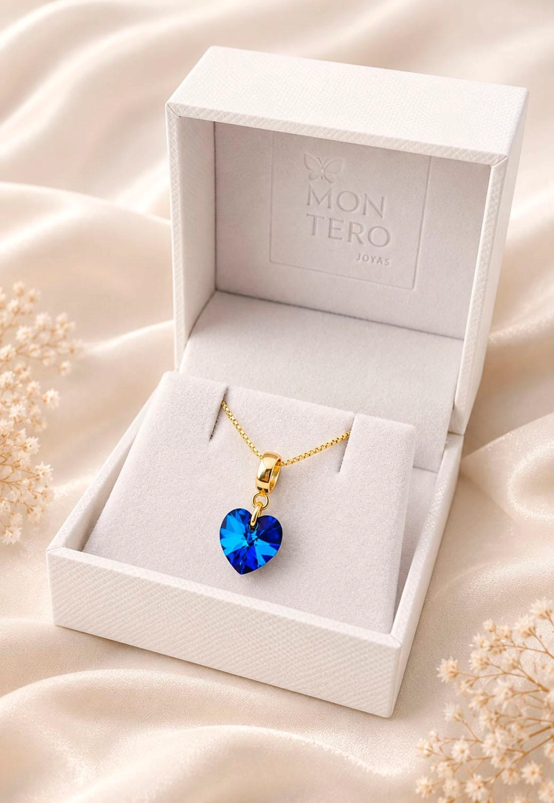 COLLAR ROMANCE GOLD 24K CRISTAL SWAROVSKI® BERMUDA BLUE - 4