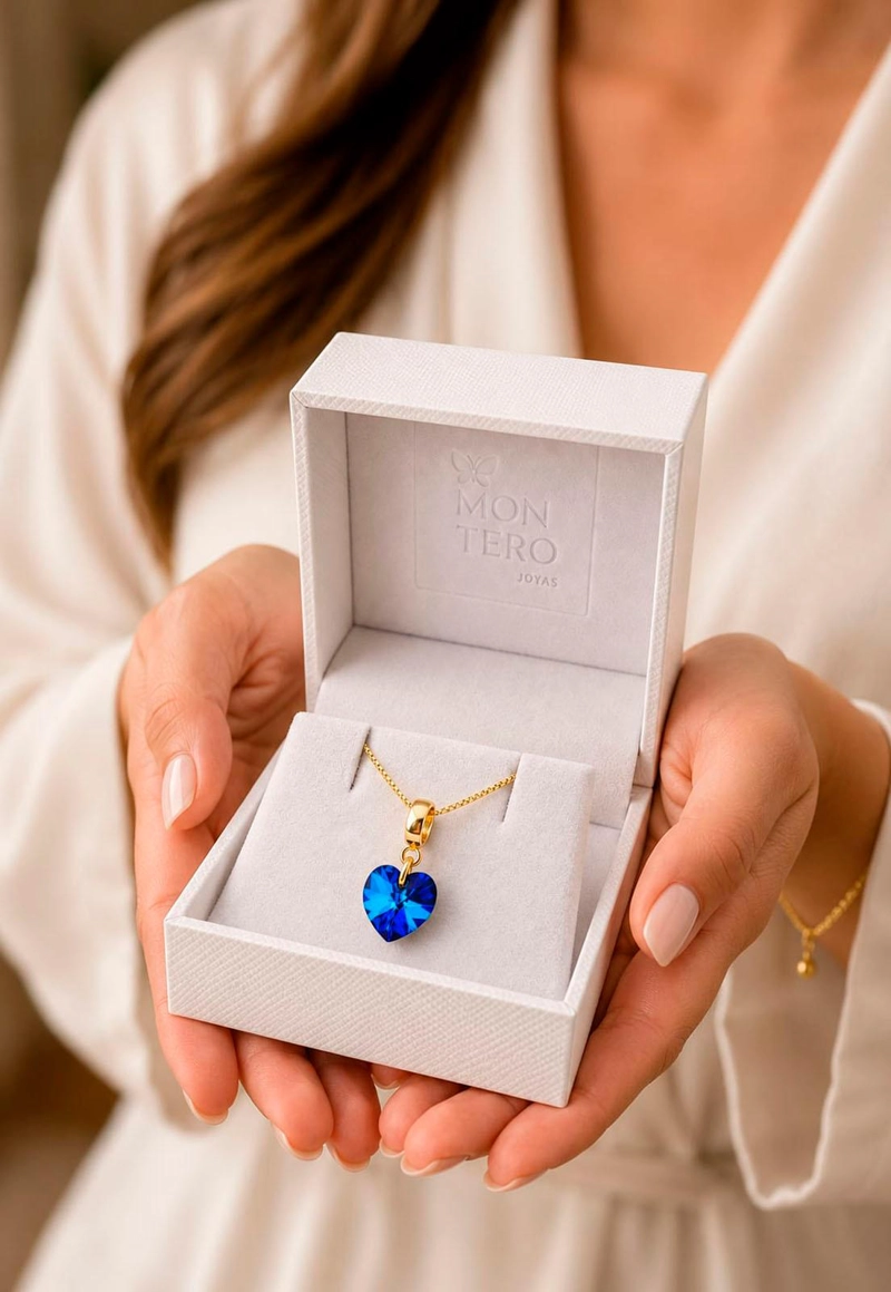 COLLAR ROMANCE GOLD 24K CRISTAL SWAROVSKI® BERMUDA BLUE - 5