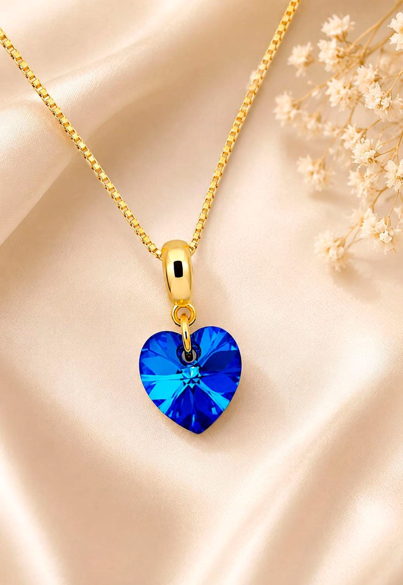 COLLAR ROMANCE GOLD 24K CRISTAL SWAROVSKI® BERMUDA BLUE - 6