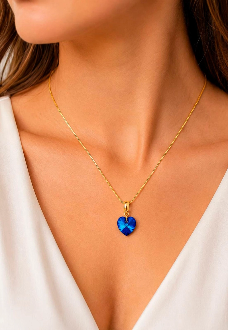 COLLAR ROMANCE GOLD 24K CRISTAL SWAROVSKI® BERMUDA BLUE - 8