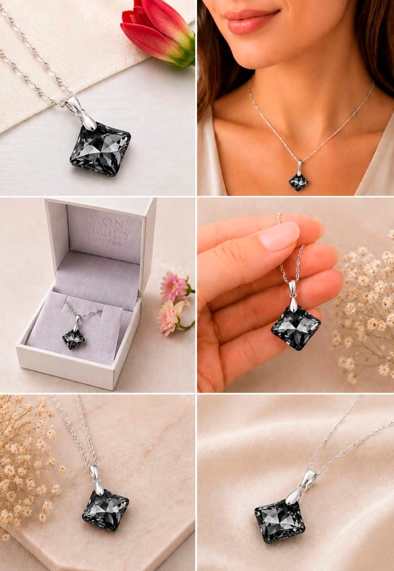 COLLAR CRISTINA PLATA 925 CRISTAL  SWAROVSKI® SILVER NIGHT - 4