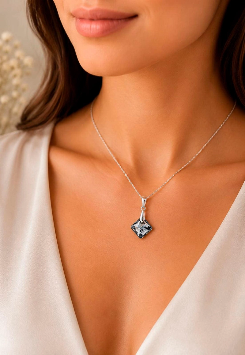 COLLAR CRISTINA PLATA 925 CRISTAL  SWAROVSKI® SILVER NIGHT - 6