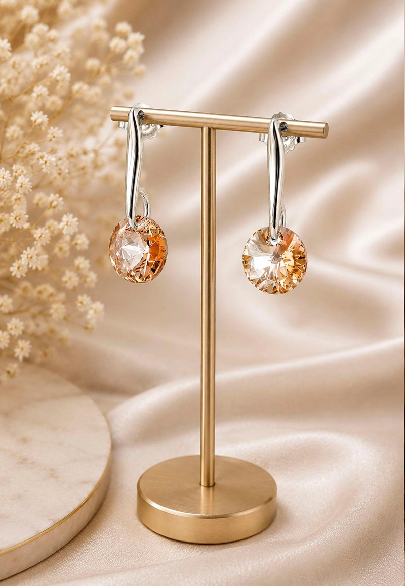 AROS PUNTO DE LUZ PLATA 925CRISTAL SWAROVSKI® GOLDEN SHADOW - 4