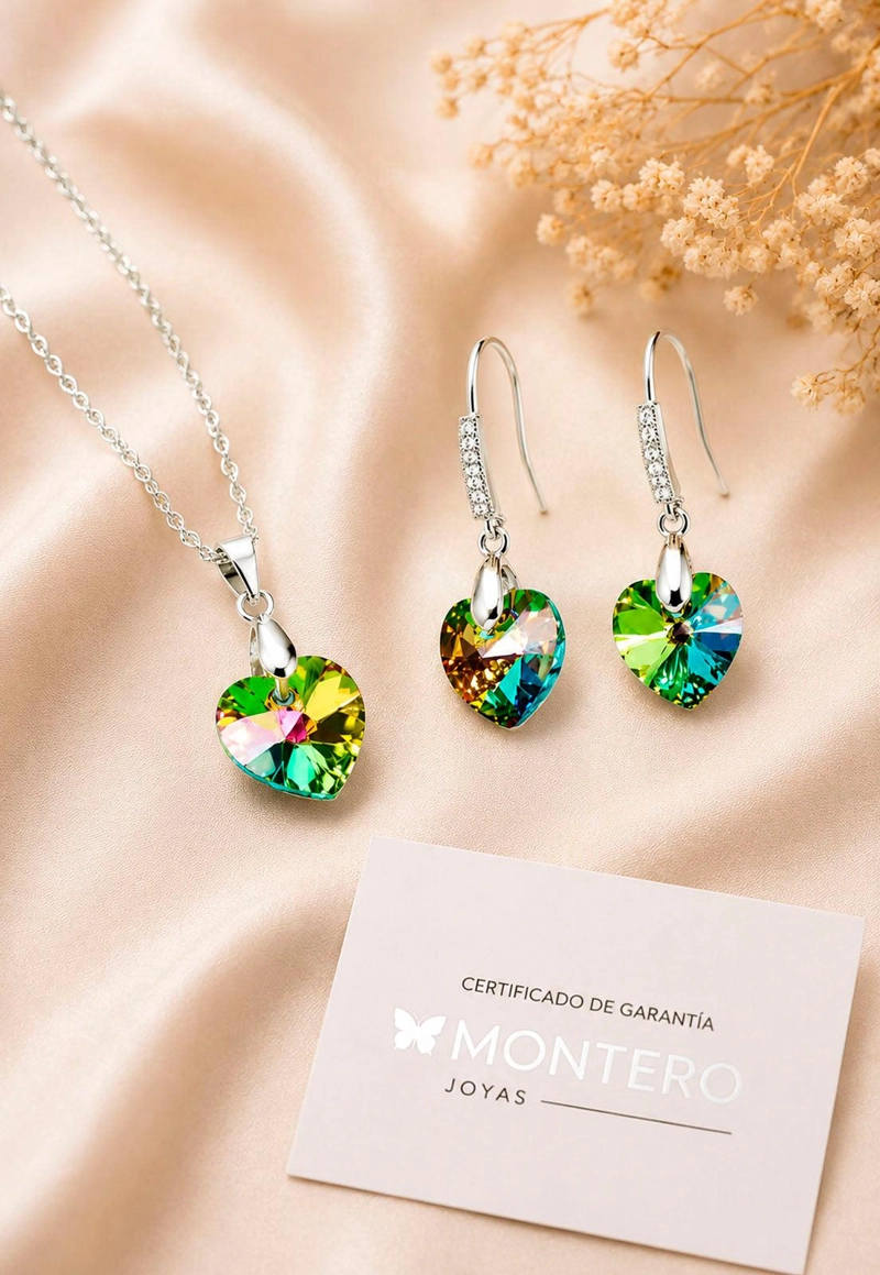 CONJUNTO ROMANCE PLATA 925 CRISTAL SWAROVSKI® VITRAL MEDIUM - 5